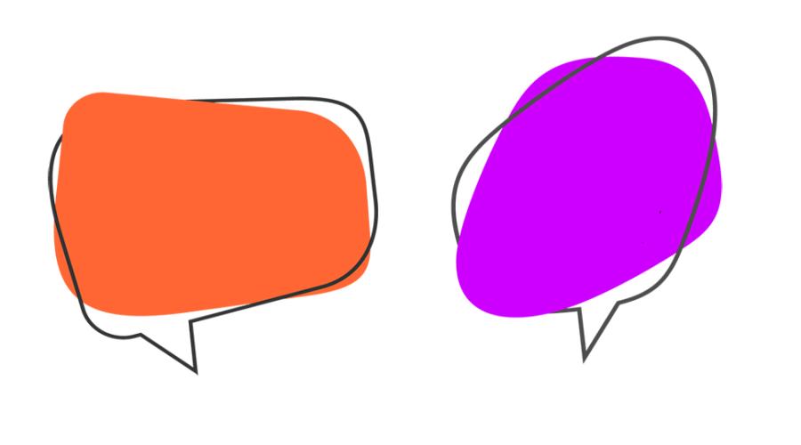 Två pratbubblor som illustrerar kommunikation.
