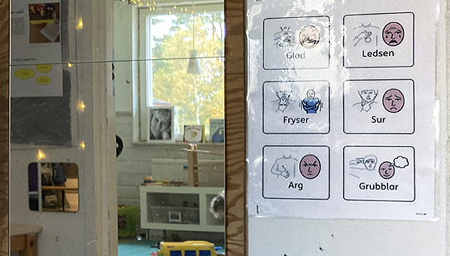 Känslokort vid spegeln.