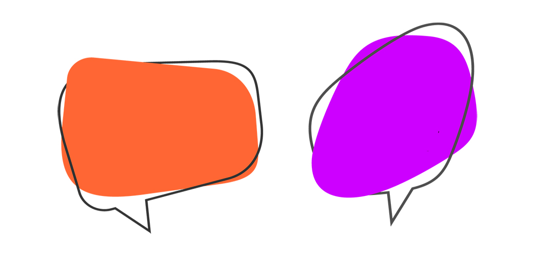 Två pratbubblor som illustrerar kommunikation.