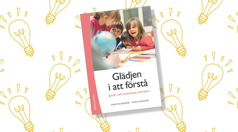 Bokomslag Glädjen i att förstå mot bakgrund av ett mönster av glödlampor.