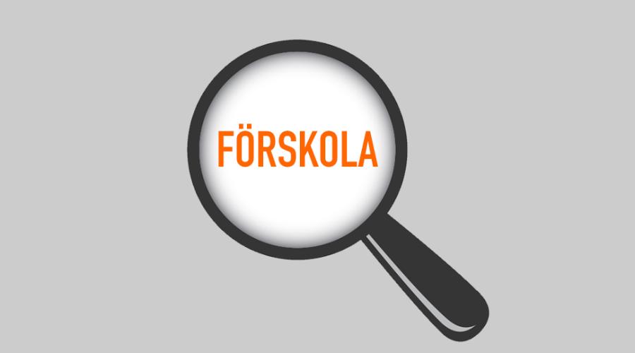 Ett förstoringsglas med texten "förskola".