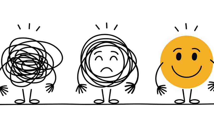 Tre smileyfigurer som visas olika känslolägen från förvirrad till glad.