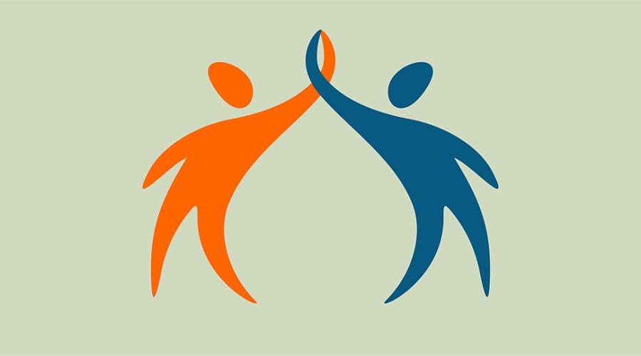 Illustration som symboliserar två personer som leder tillsammans.