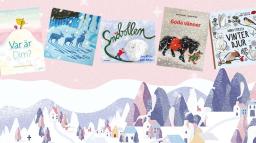 Bilder på barnböcker som handlar om vintern.