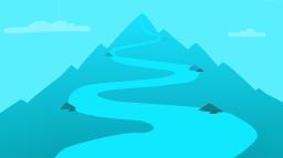 Illustration av bergstopp med ringlande väg till toppen.