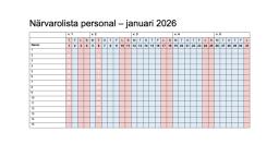 Kalenderblad för januari månad 2026.