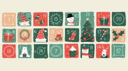 Adventskalender med numrerade luckor.
